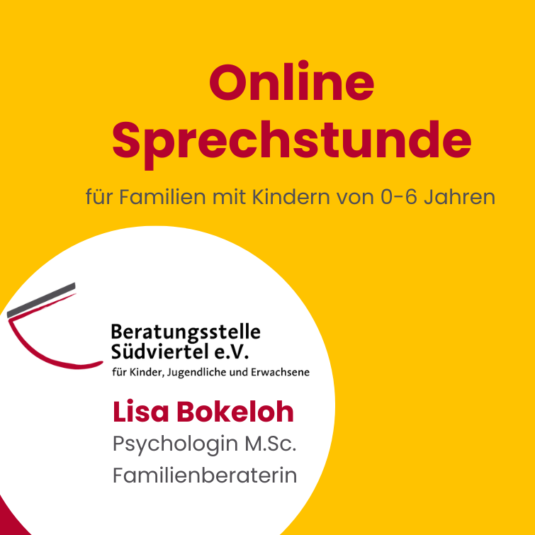 Online Sprechstunde Online-Sprechstunde für Familien mit Kindern von 0-6 Jahren, Lisa Bokeloh, Familienberaterin.